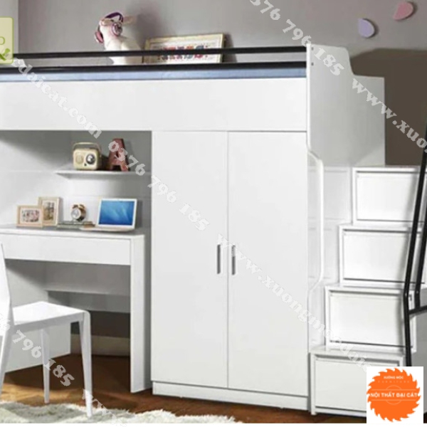 Giường ngủ kết hợp bàn học - tủ áo quần GT066