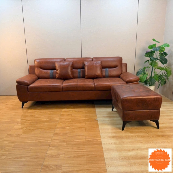 Băng ghế sofa da nâu 