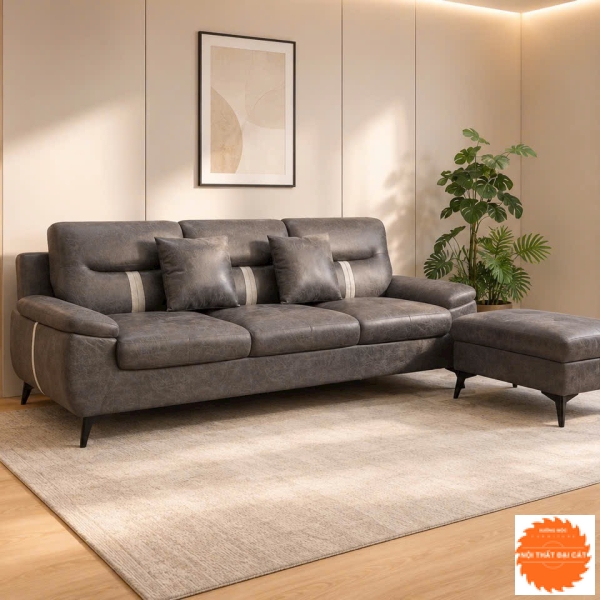 Băng ghế sofa da xám